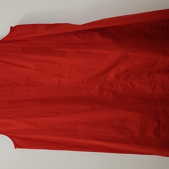 Eileen Fisher Poplin Dress  96% Organic Cotton Stretch Red  Sleeveless SZ Large - Picture 15 of 16